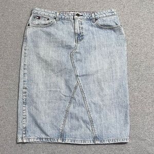 Vintage Tommy Hilfiger Skirt Womens 10 Straight Worn In Rustic Light Y2K Denim